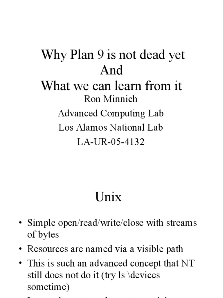 PLAN9NOTDEADYET | PDF | Kernel (Operating System) | File System
