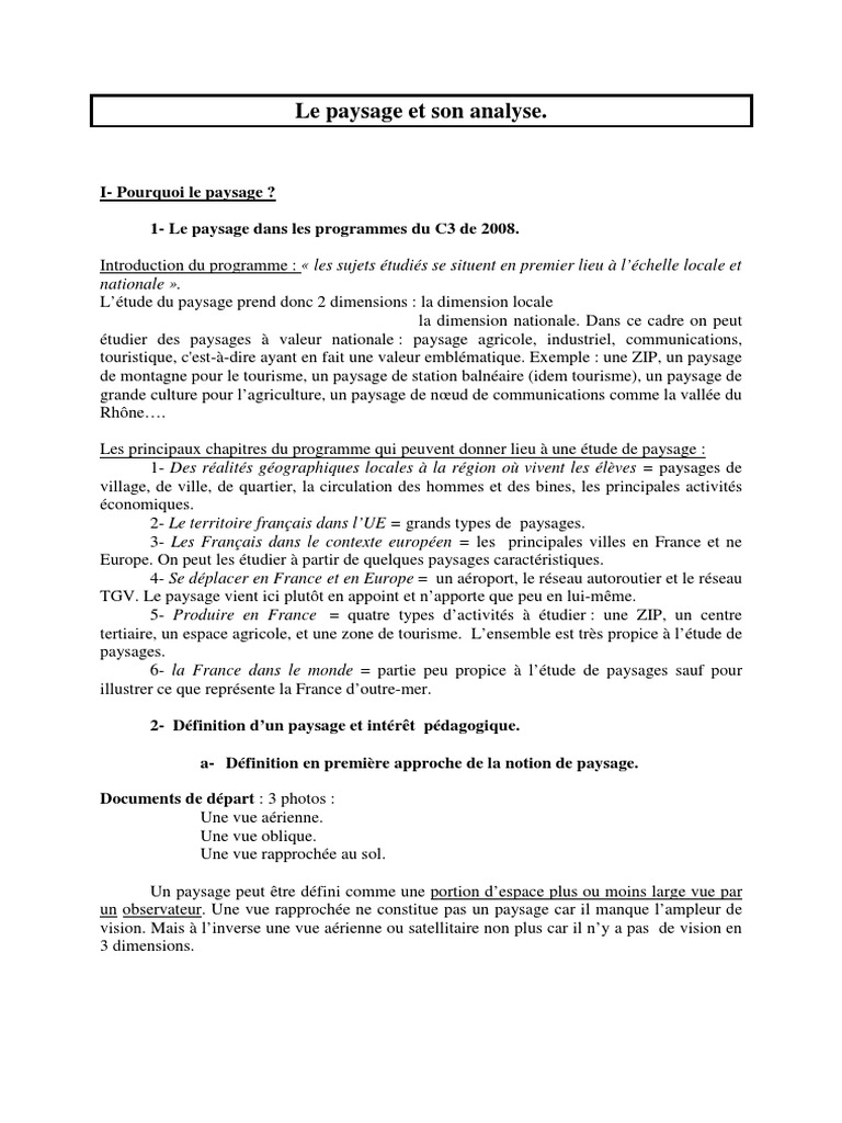 Analyse du paysage en géographie | PDF | Paysage | Géographie