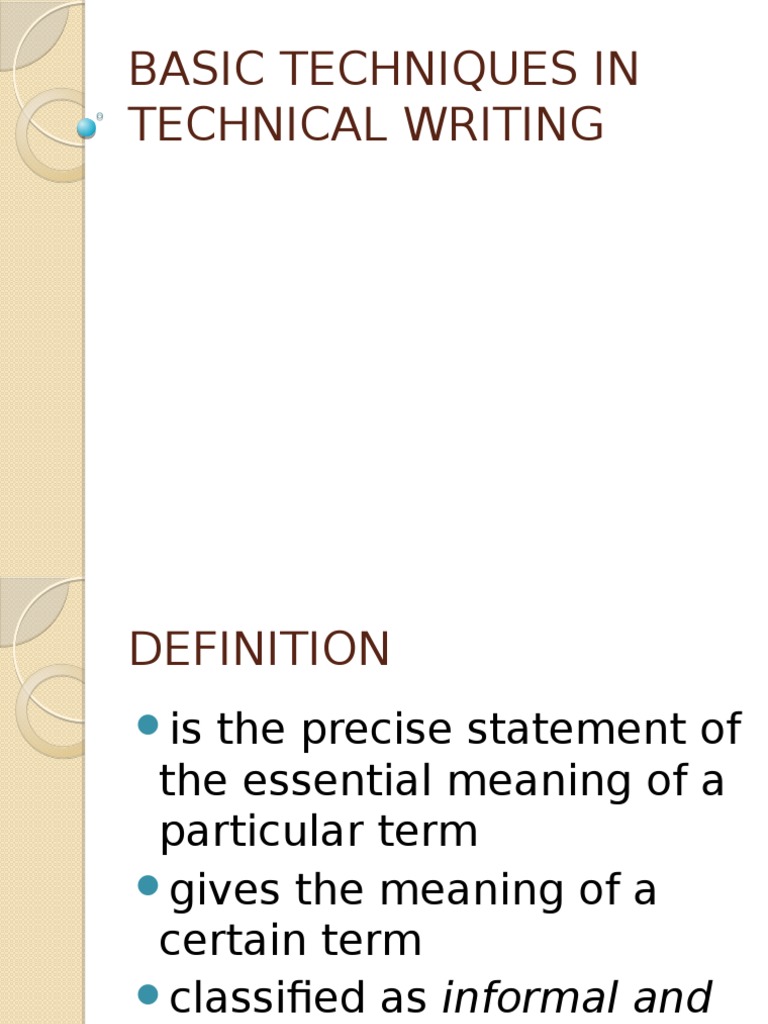 Basic Techniques in Technical Writing | Definition | Gun