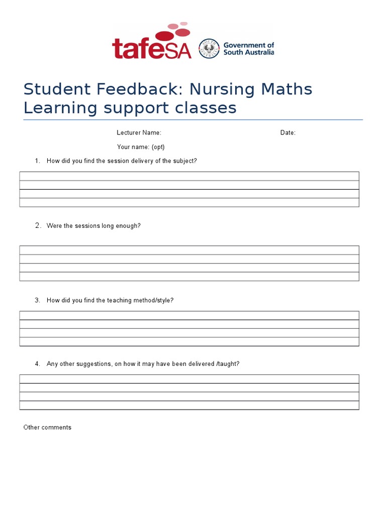 Feed Back Template From Students | PDF | Science & Mathematics