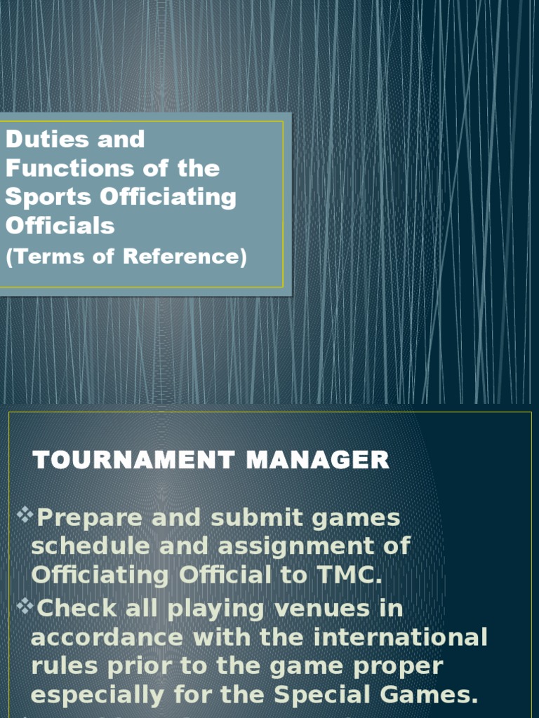 Duties and Function of The Sports Officiating Officials PDF