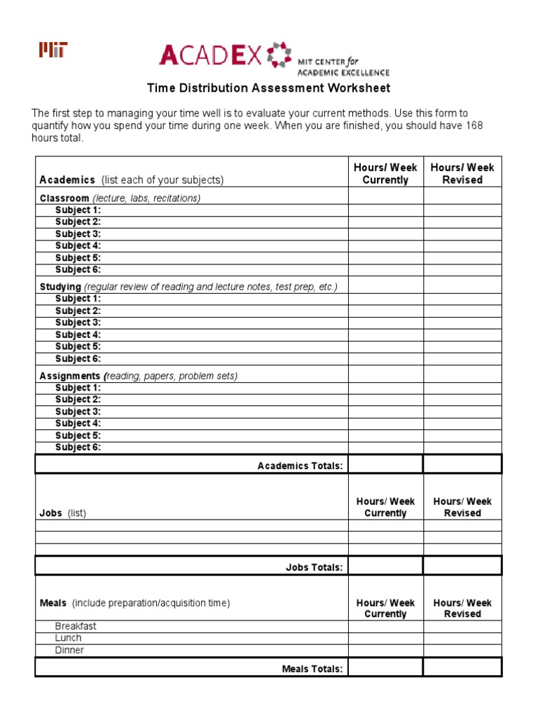 Time Distribution Assessment Tool | PDF | Self-Improvement
