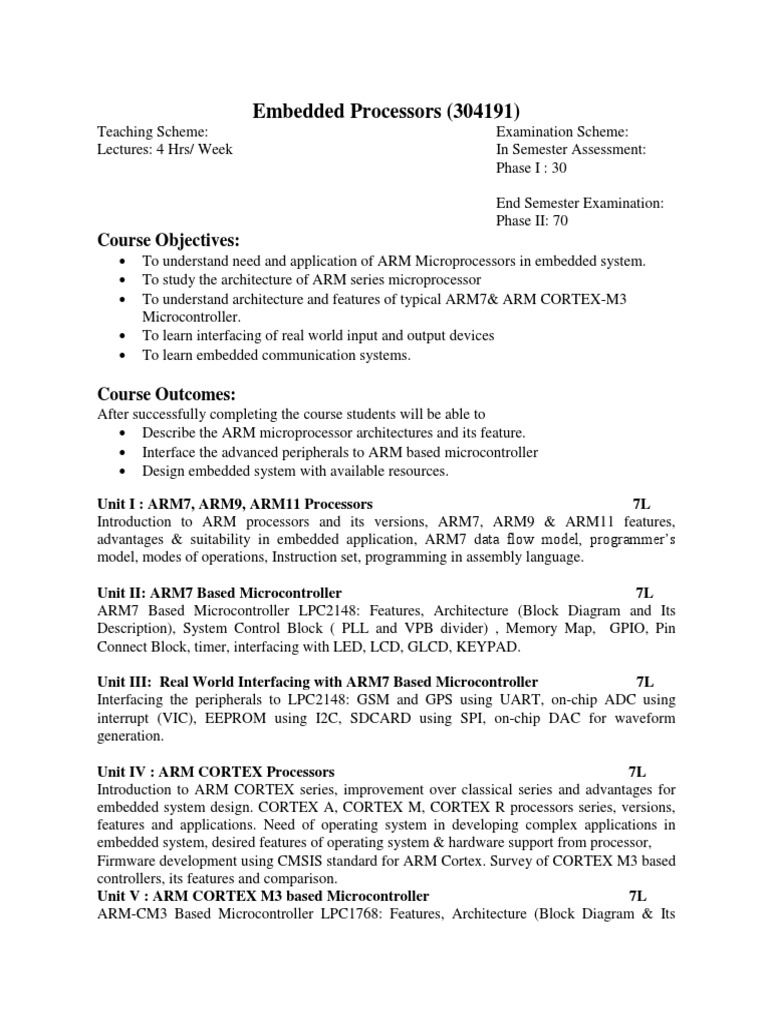 ARM Embedded Processors Overview | PDF | Microcontroller | Embedded System