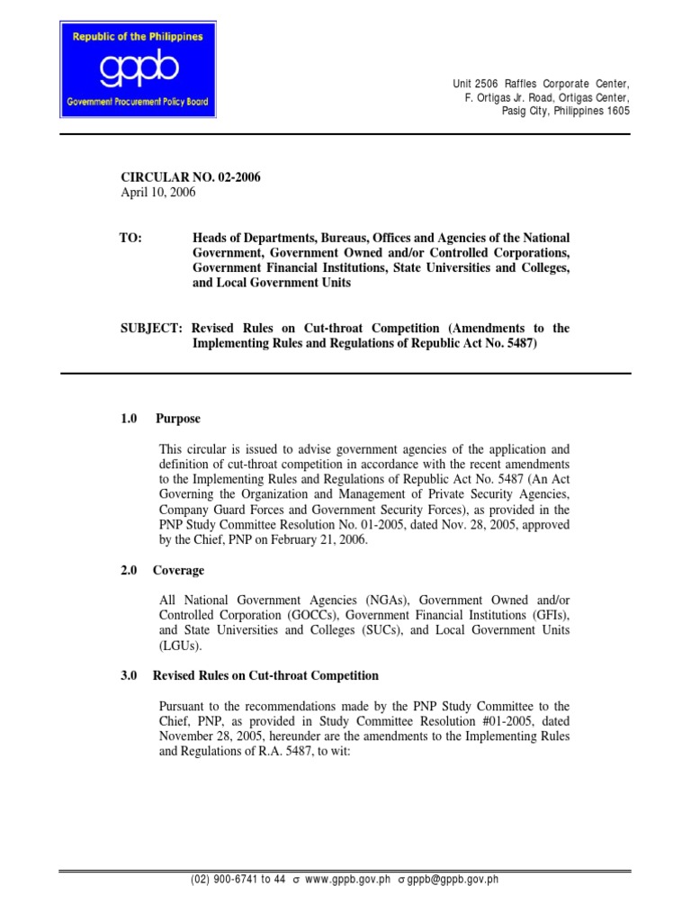 Revised Rules Cutthroat Competition Private Security PDF