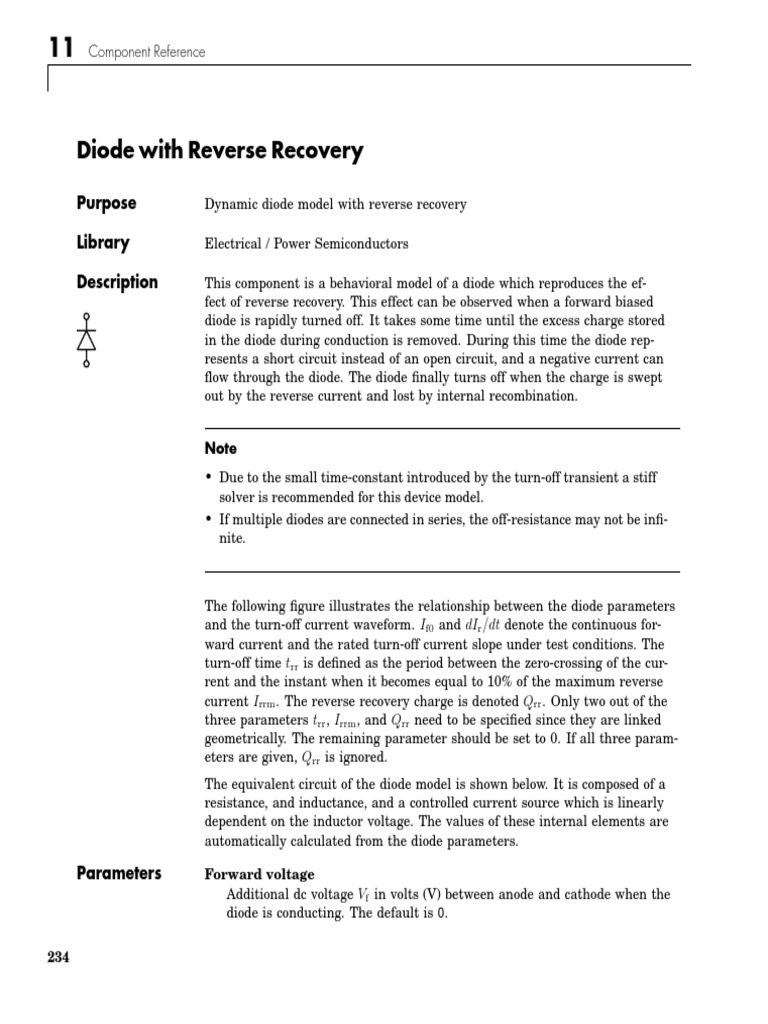 Diode Reverse Recovery Model Overview | PDF | Diode | Electrical Network