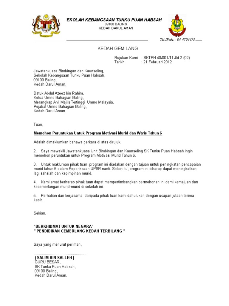Surat Mohon Sumbangan Datuk Azeez Pengajuan cuti semacam ini biasanya disertai dengan surat keterangan dari dokter atau rumah sakit apabila diperlukan.