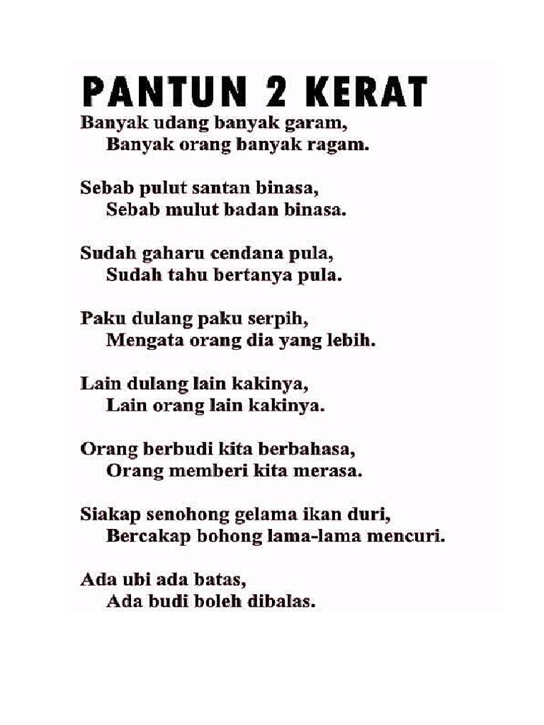 Pantun Hari Raya 2 Kerat