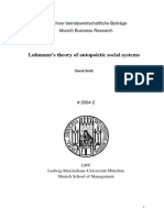 Luhmann's Theory of Autopoietic Social Systems: Münchner Betriebswirtschaftliche Beiträge Munich Business Research