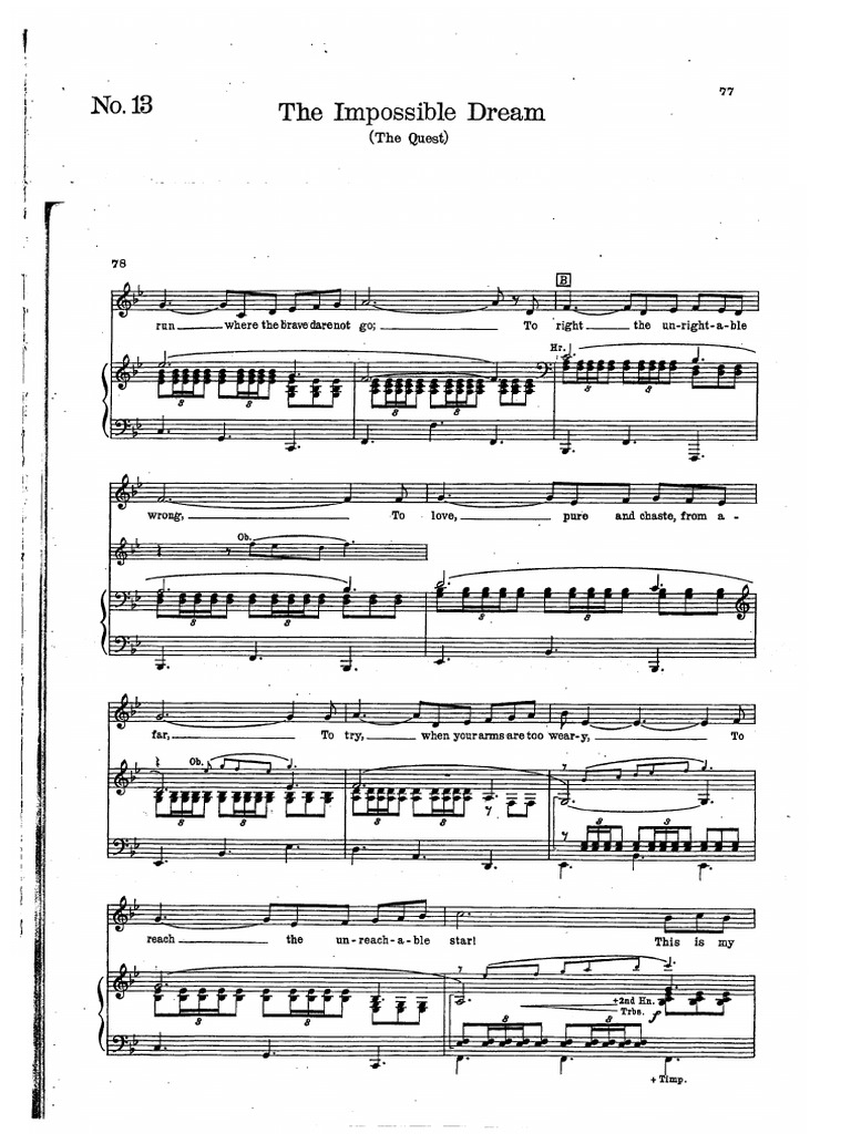Partitura De Lo Imposible Para Piano