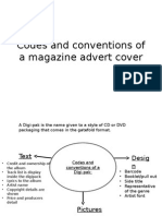 Codes and Conventions of A Magazine Advert Cover