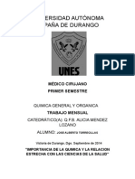 Importancia de La Quimica y La Relacion Estrecha Con Las Ciencias de La Salud