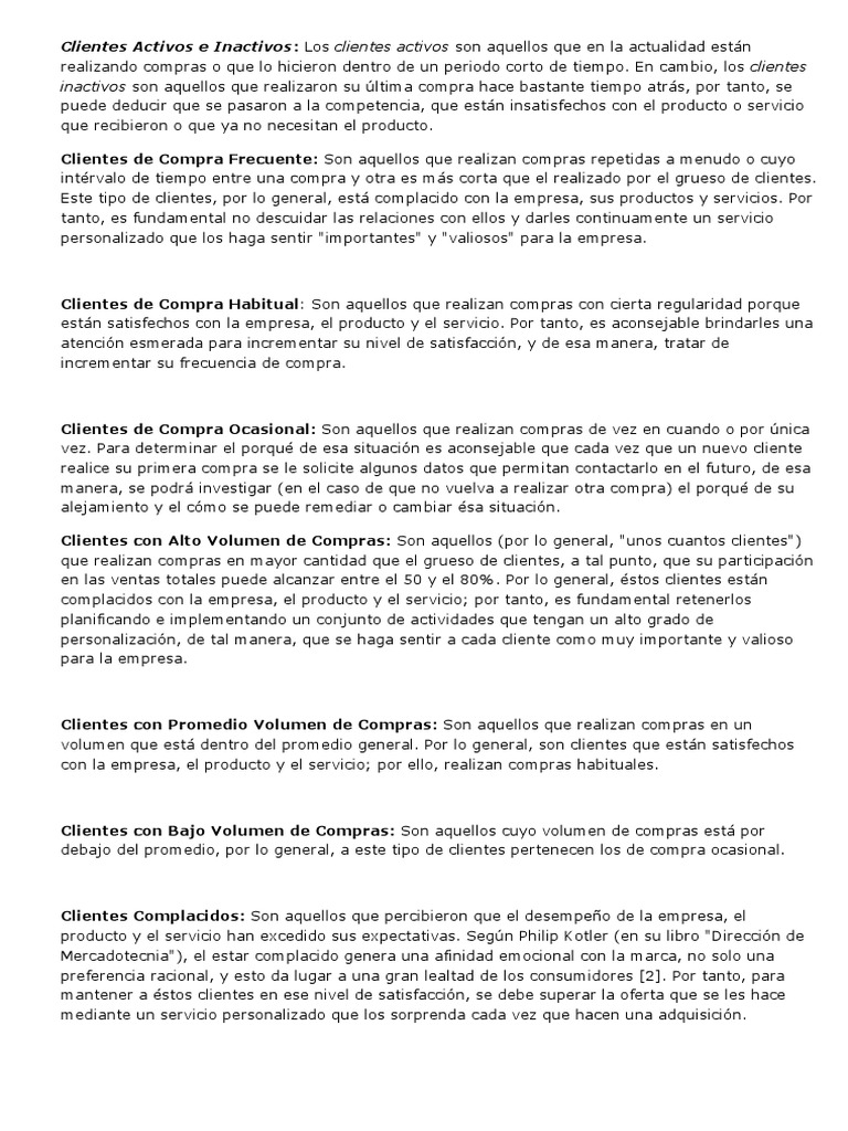 Clientes Activos e Inactivos: Definición y Gestión | PDF | Cliente ...