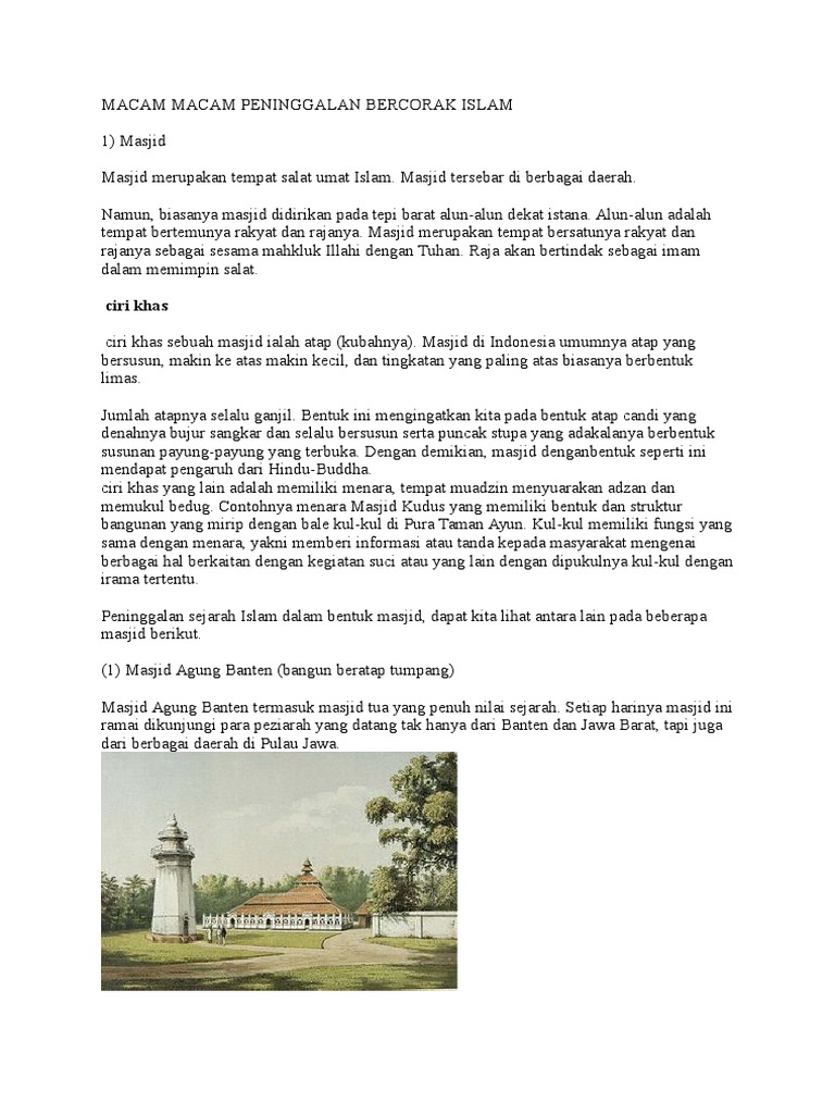 Macam Macam Peninggalan Bercorak Islam