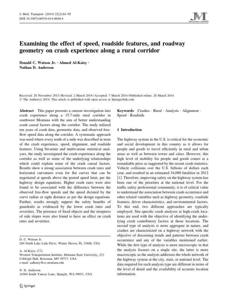Rural Corridor Crash Analysis in Montana | PDF | Speed Limit | Traffic ...