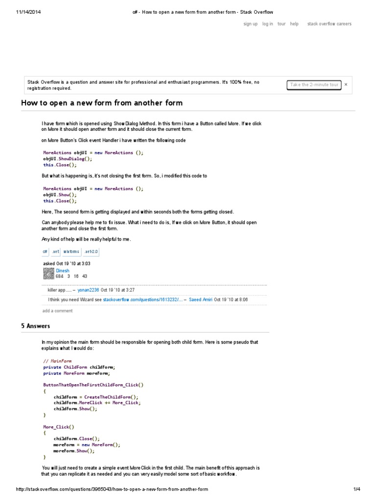 Open New Form in C# WinForms | PDF | Software Development | Software ...