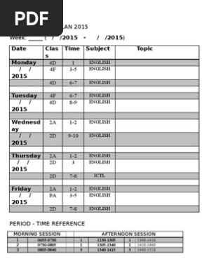 Weekly Lesson Plan 2015