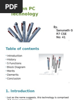 5 Pen PC Technology: By, Sanunath G R7 Cse No: 41