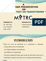 OC & SC Transformer Tests Seminar