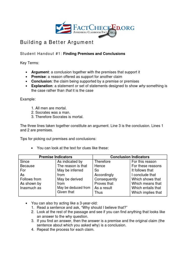 Identify Premises and Conclusions | PDF
