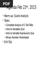 Agenda Feb 23rd, 2015