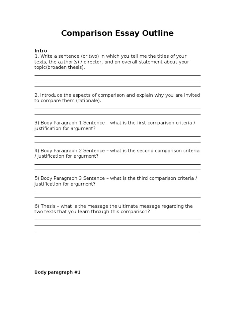 similarities and differences essay outline