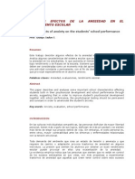 Algunos Efectos de La Ansiedad en El Rendimiento Escolar