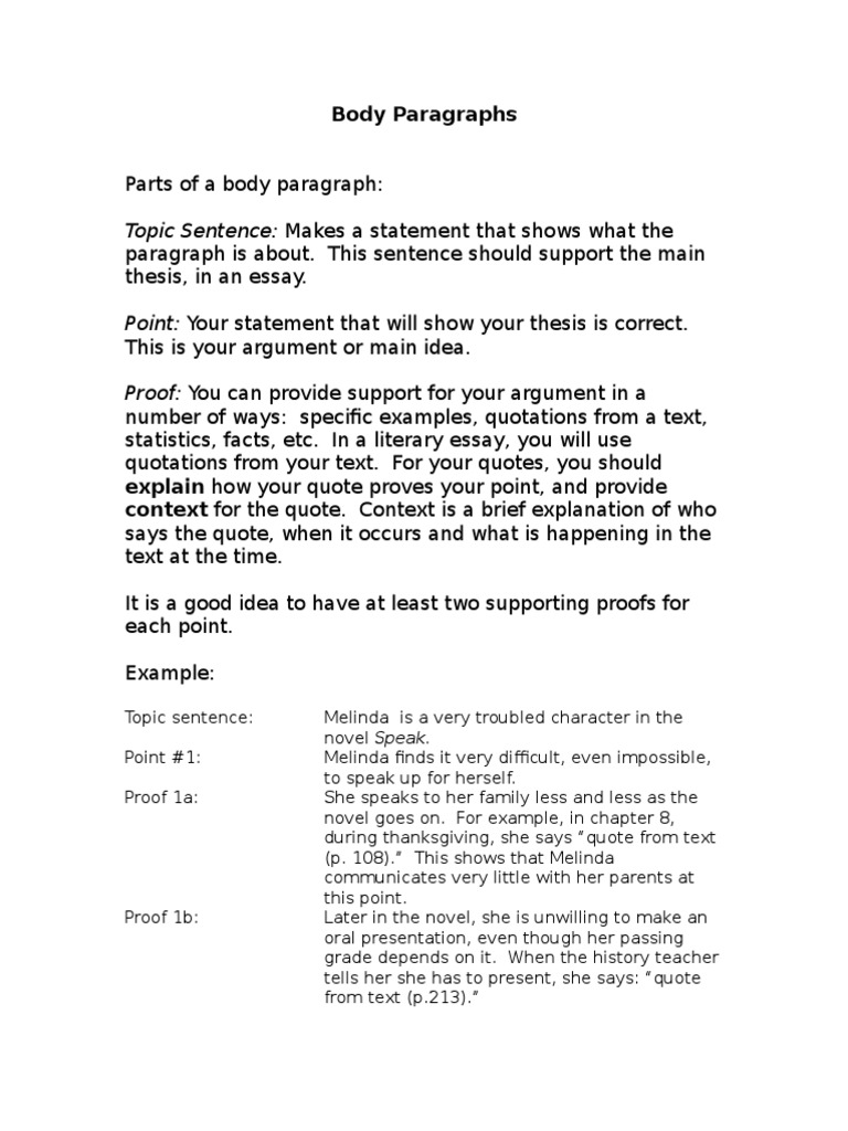 Body Paragraphs | PDF | Language Arts & Discipline | General Fiction