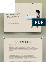 Secretary Job Description: Presented by Diana