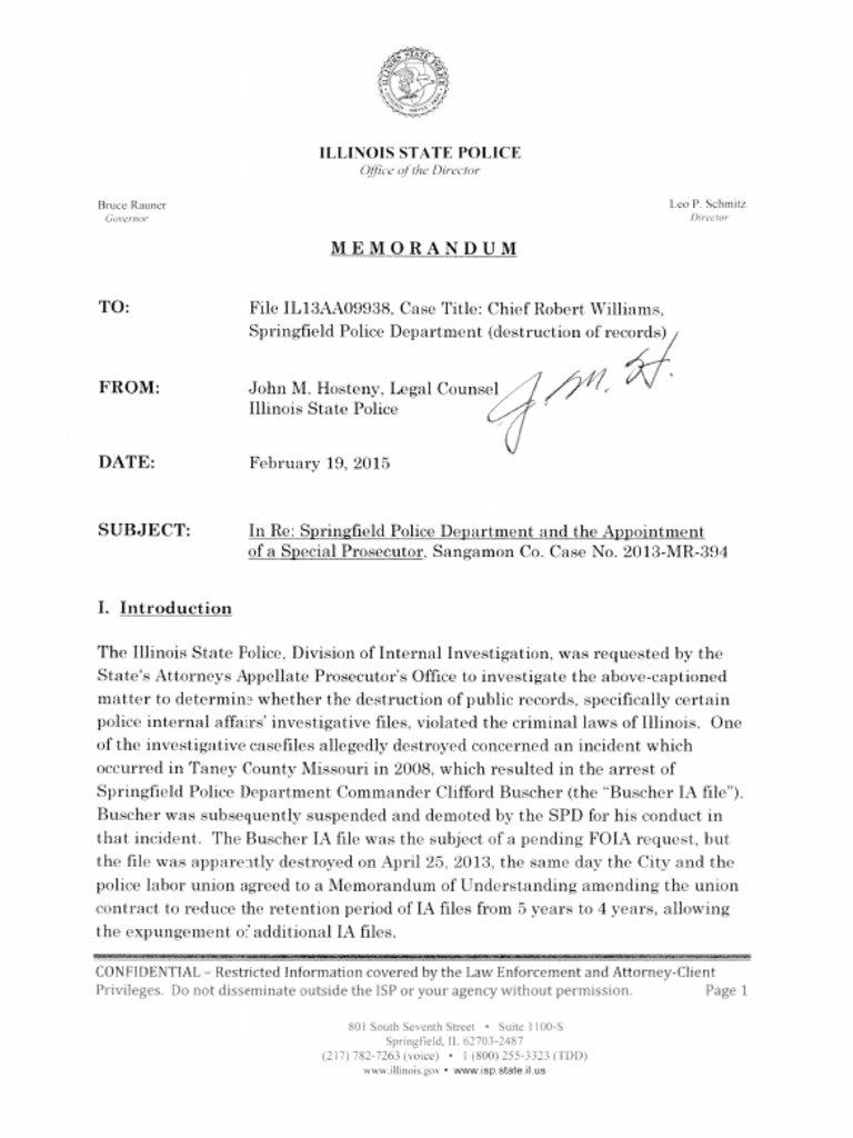 Illinois State Police Report On Springfield Shredding Incident PDF