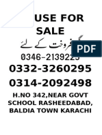 House For Sale: H.No 342, Near Govt School Rasheedabad, Baldia Town Karachi