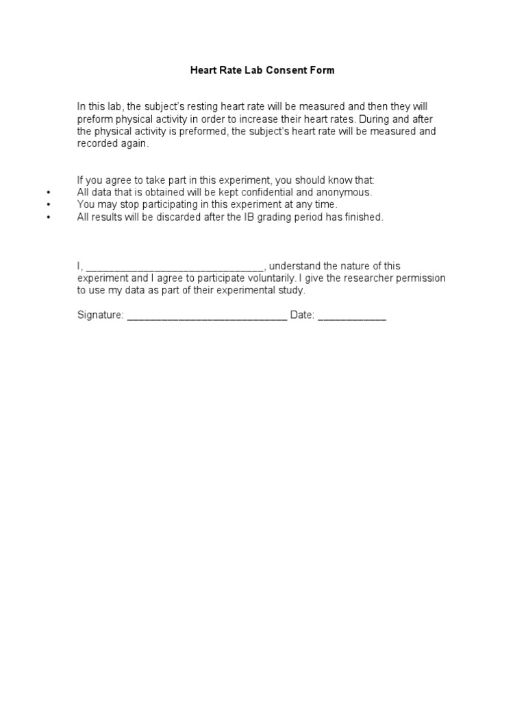 Heart Rate Lab Consent Form | PDF