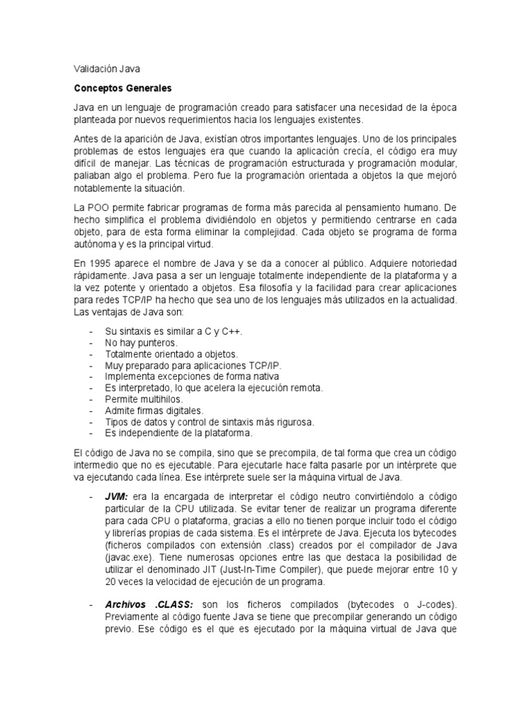 Conceptos Fundamentales de Java | PDF | Java (lenguaje de programación ...