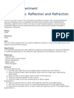 Practical Experiment - Reflection and Refraction