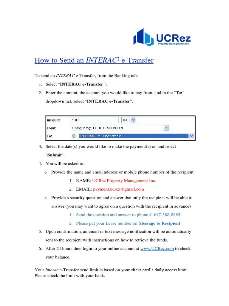 How To Send An INTERAC E-Transfer - 20141210 | PDF | Finance & Money ...