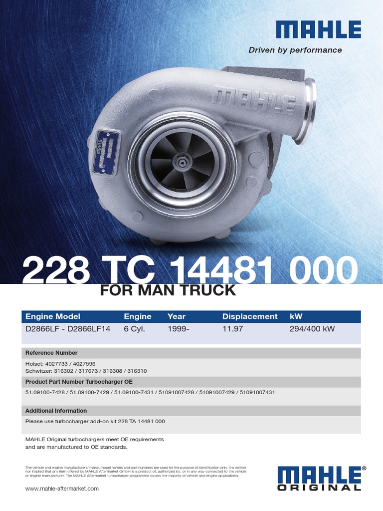 228 - TC - 14481 - 000 - Final (Turbocharger Datasheet 228 TC 14481 000 ...