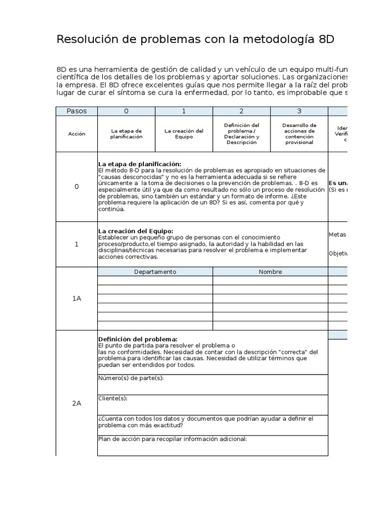 Formato De 8d S Pdf Planificación Toma De Decisiones