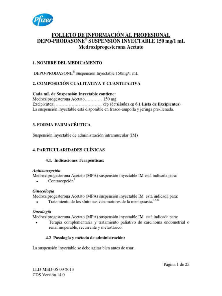 Depo - Prodasone Suspensi N Inyectable 150 Mg1 Ml-Mar 14 | PDF ...