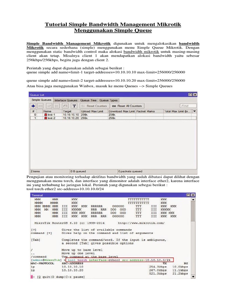Mikrotik: Simple Queue Guide | PDF