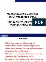 Mantenimiento Centrado en Confiabilidad (MCC) o Reliability Centered Maintenance (RCM)