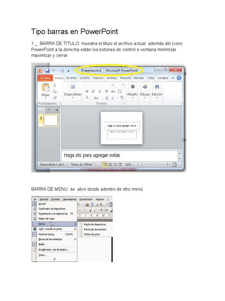 Partes de las Barras en PowerPoint | PDF