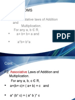 Field Axioms: F1: Commutative laws of Addition and Multiplication. For any a, b Є R,  a+ b= b+ a and  a*b= b*a