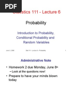 Statistics 111 - Lecture 6: Probability