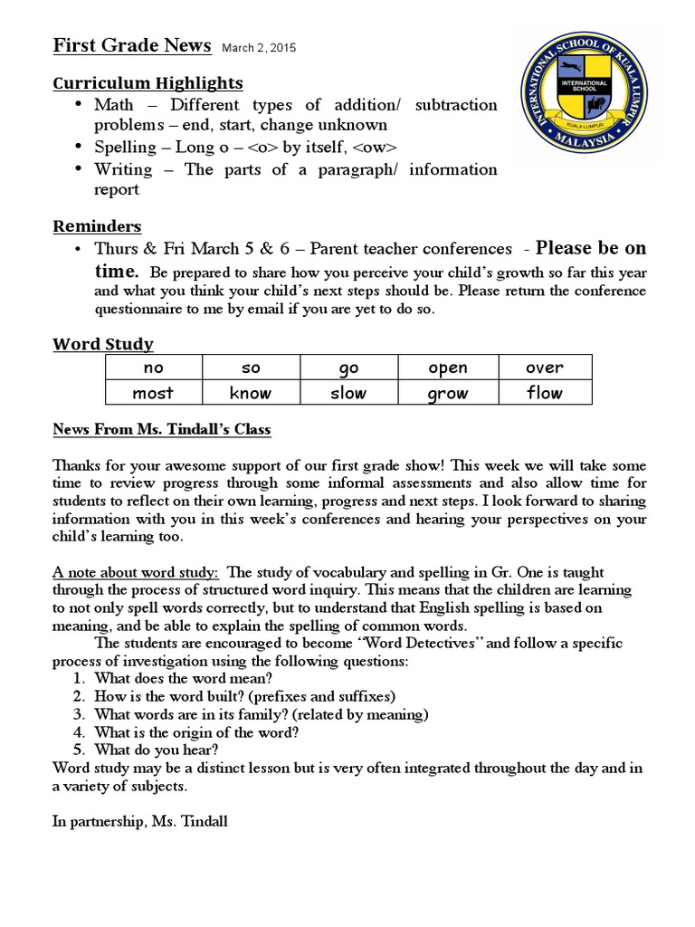 March 2, 2015 | PDF | Spelling | Teaching Mathematics