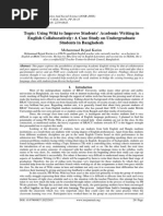 Topic: Using Wiki To Improve Students' Academic Writing in English Collaboratively: A Case Study On Undergraduate Students in Bangladesh