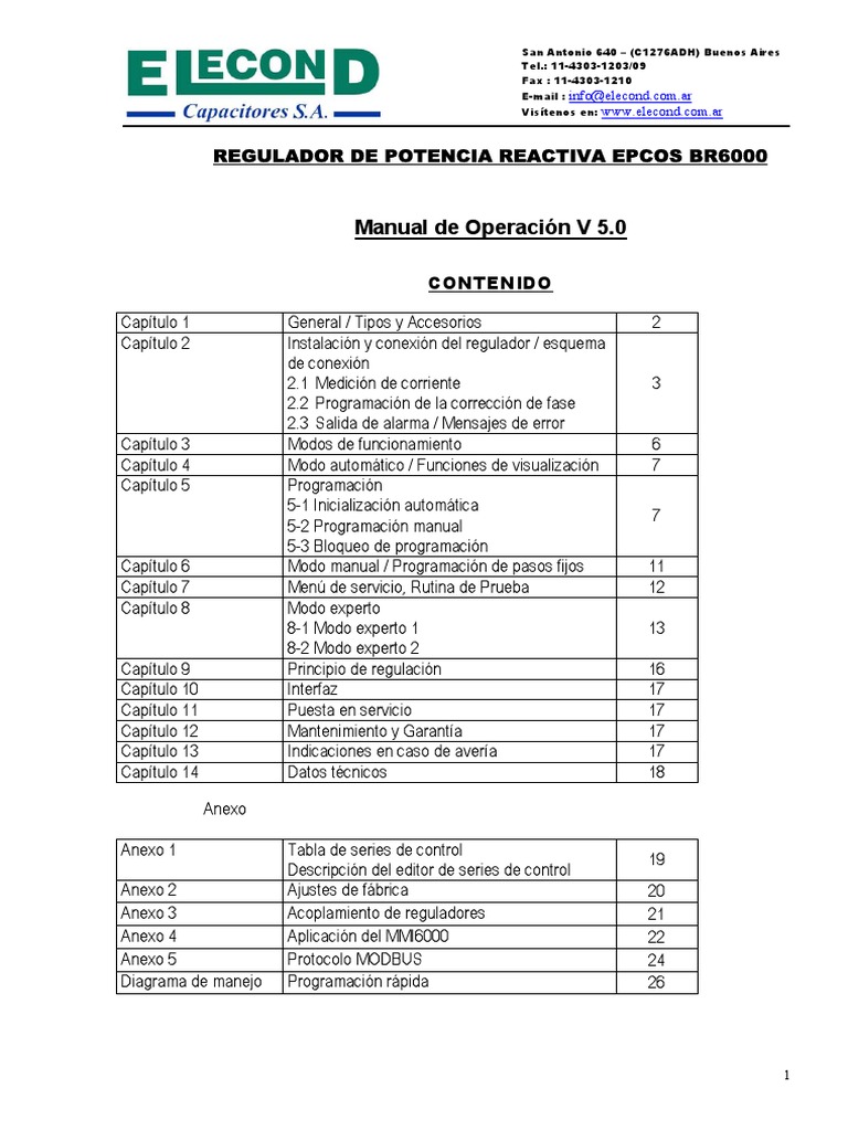 Manual BR6000 Controlador de Factor de Potencia Siemens | PDF ...