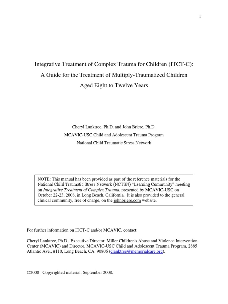 Ictc-C Treatment Manual | PDF | Psychological Trauma | Child Abuse