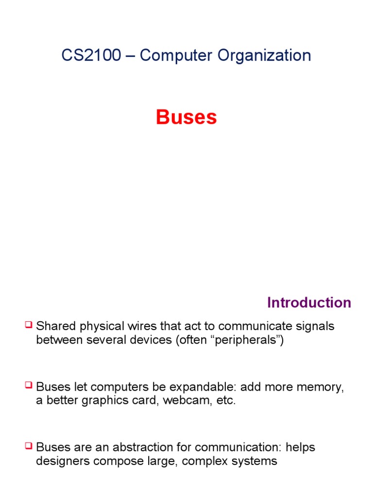 CS2100 - Computer Organization: Buses | PDF