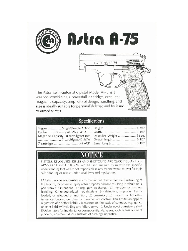 ﻿The Astra Semi-Automatic Pistol Modell a-75 Is