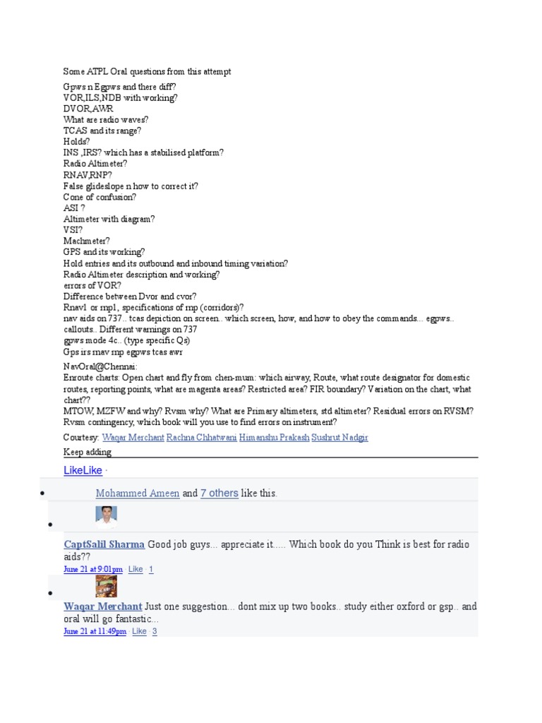 Some ATPL Oral Questions From This Attempt | PDF | Tools | Electronics