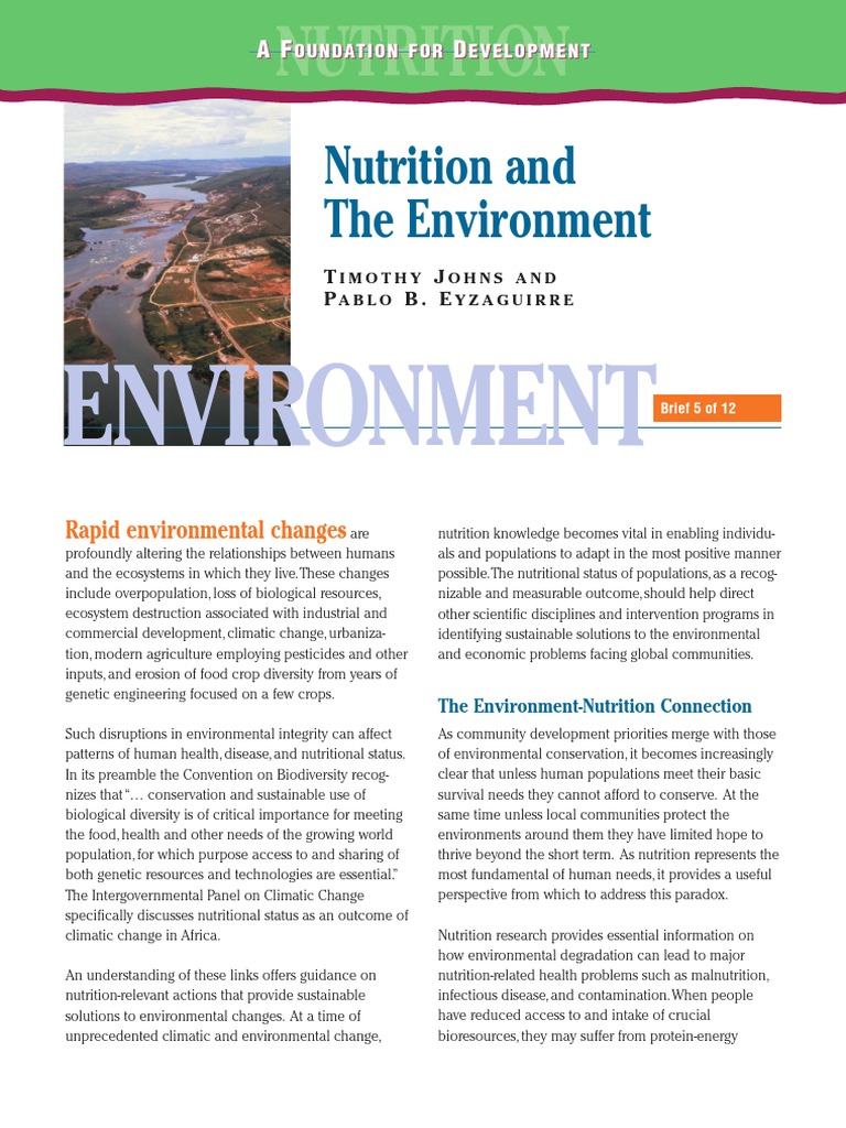 NUTRITION HEALTH AND YOUR ENVIRONMENT intelligence overview